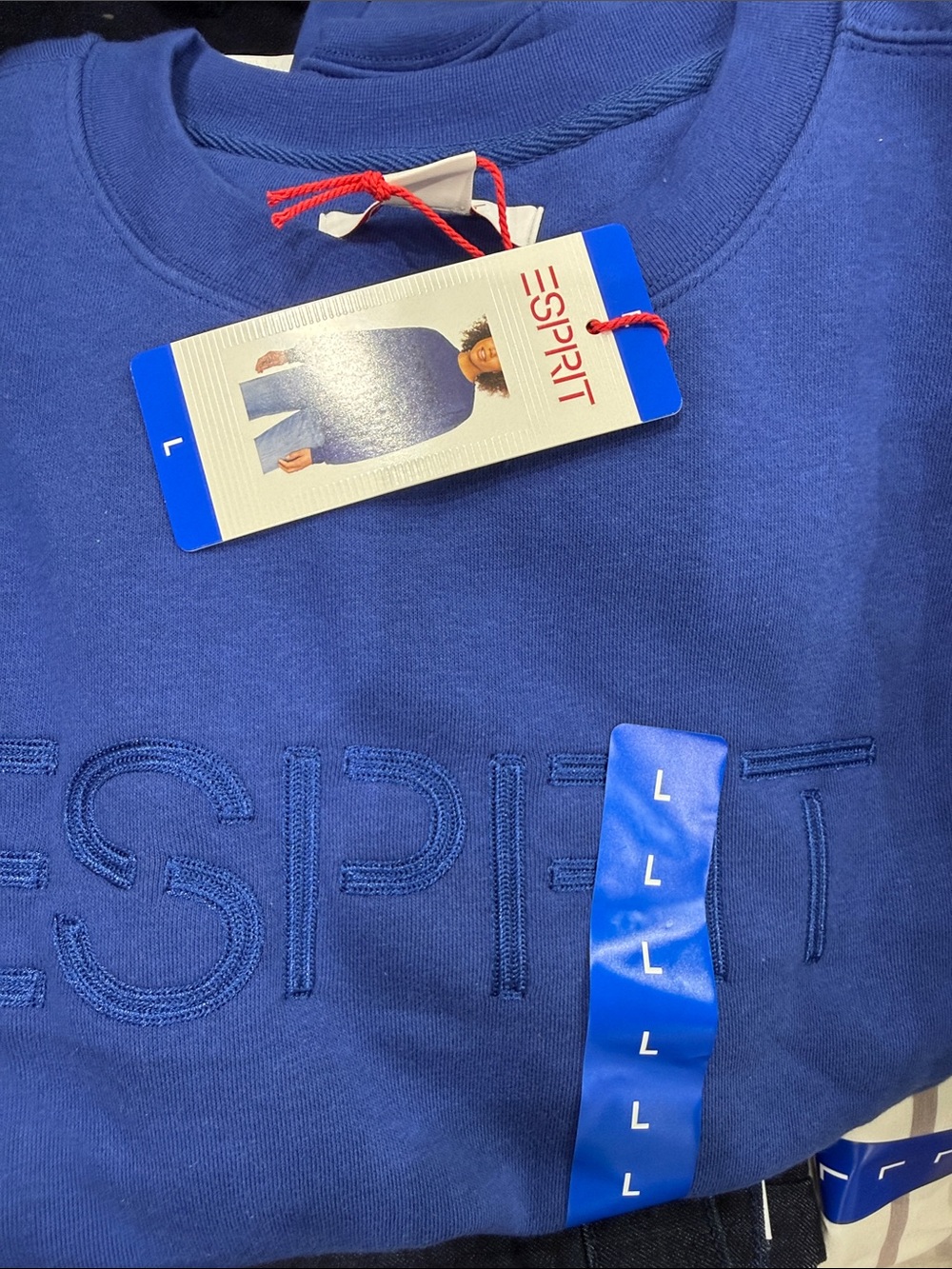 Esprit NWT Women's Logo 80's Crewneck Viral - Blue SZ L SOLD OUT VIRAL COSTCO